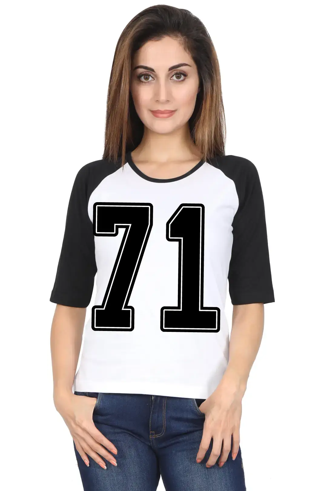 Seventy One Number Printed 3/4 Sleeve Women Color T-shirt - Image 5