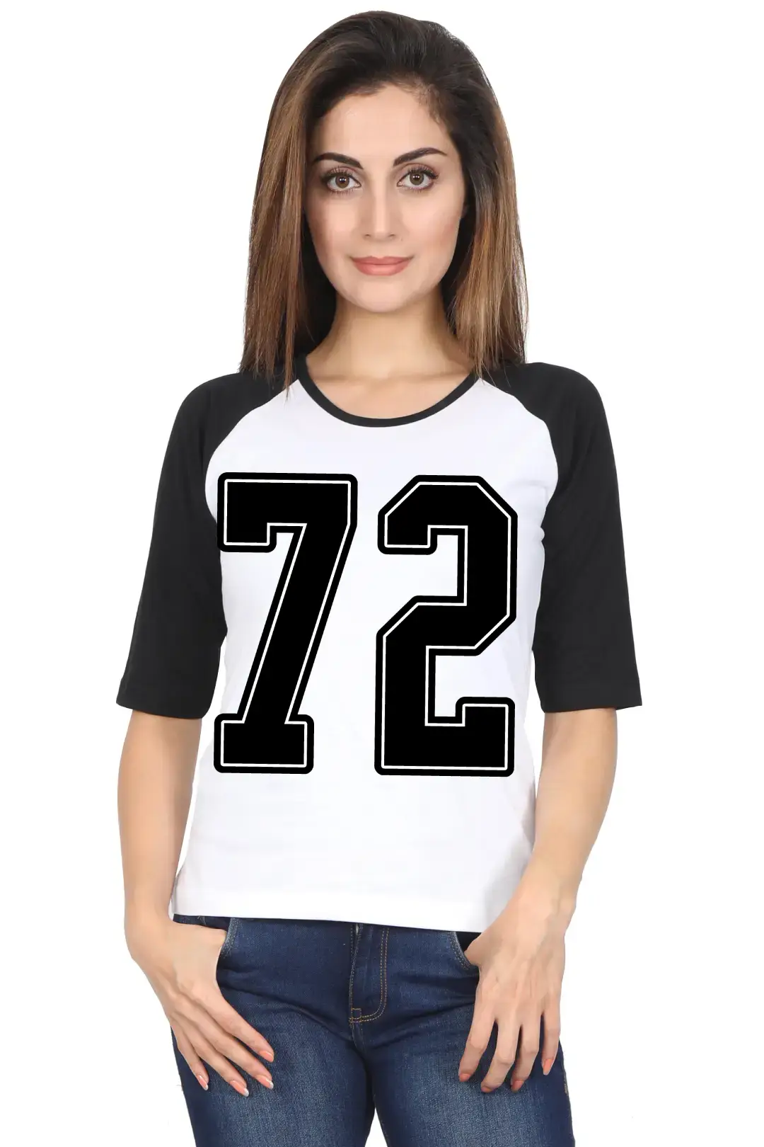 Seventy Two Number Printed 3/4 Sleeve Women Color T-shirt - Image 5