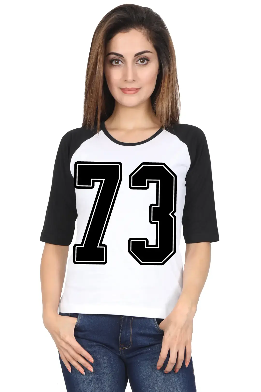 Seventy Three Number Printed 3/4 Sleeve Women T-shirt - Image 5