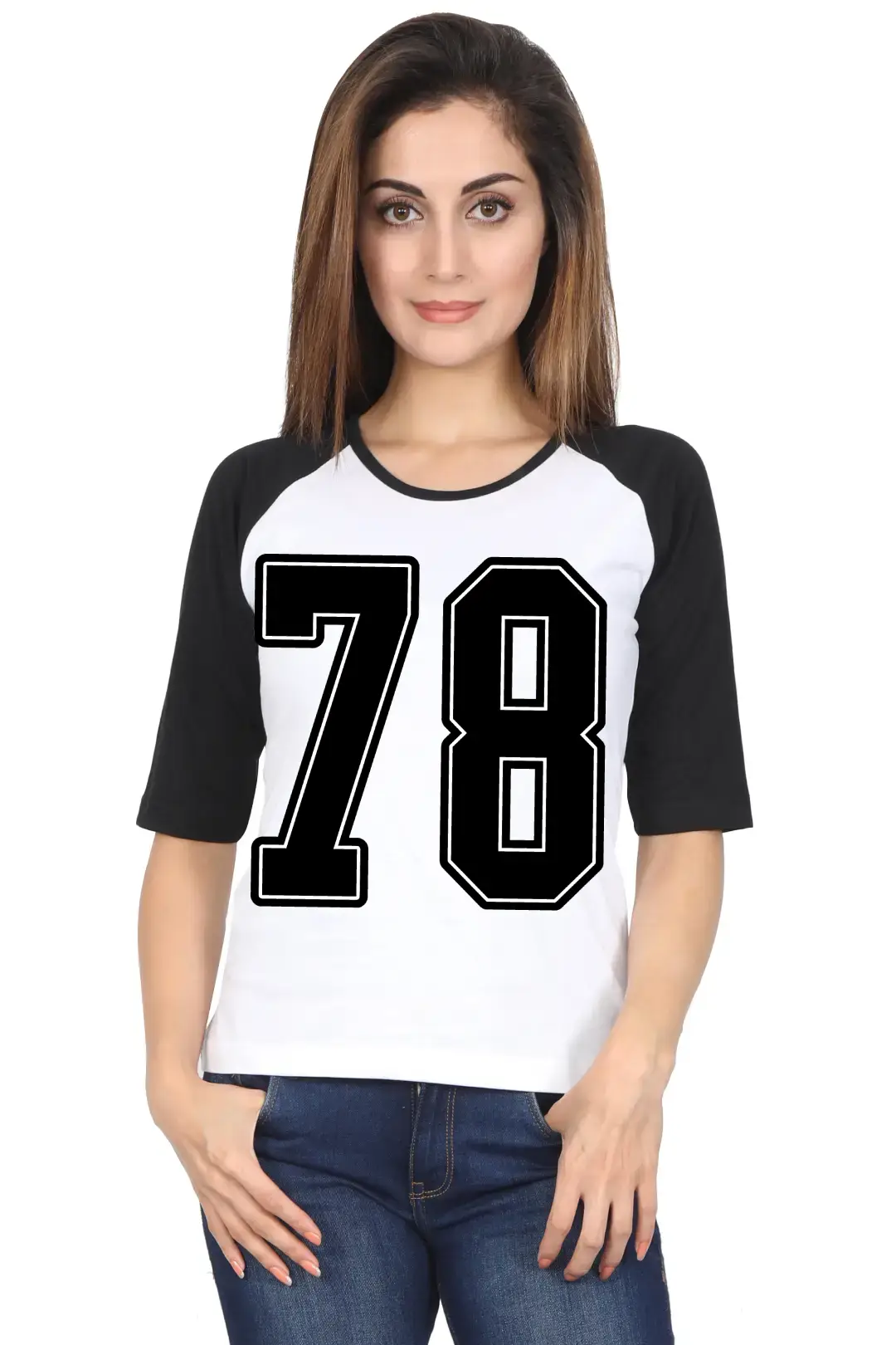 Seventy Eight Number Printed 3/4 Sleeve Women T-shirt - Image 5