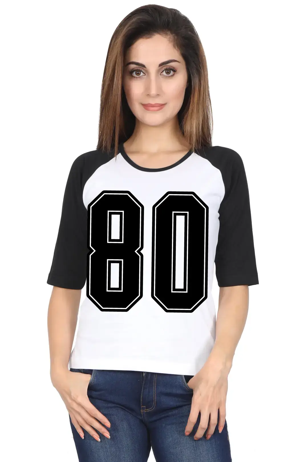 Eighty Number Printed 3/4 Sleeve Women Color T-shirt - Image 5