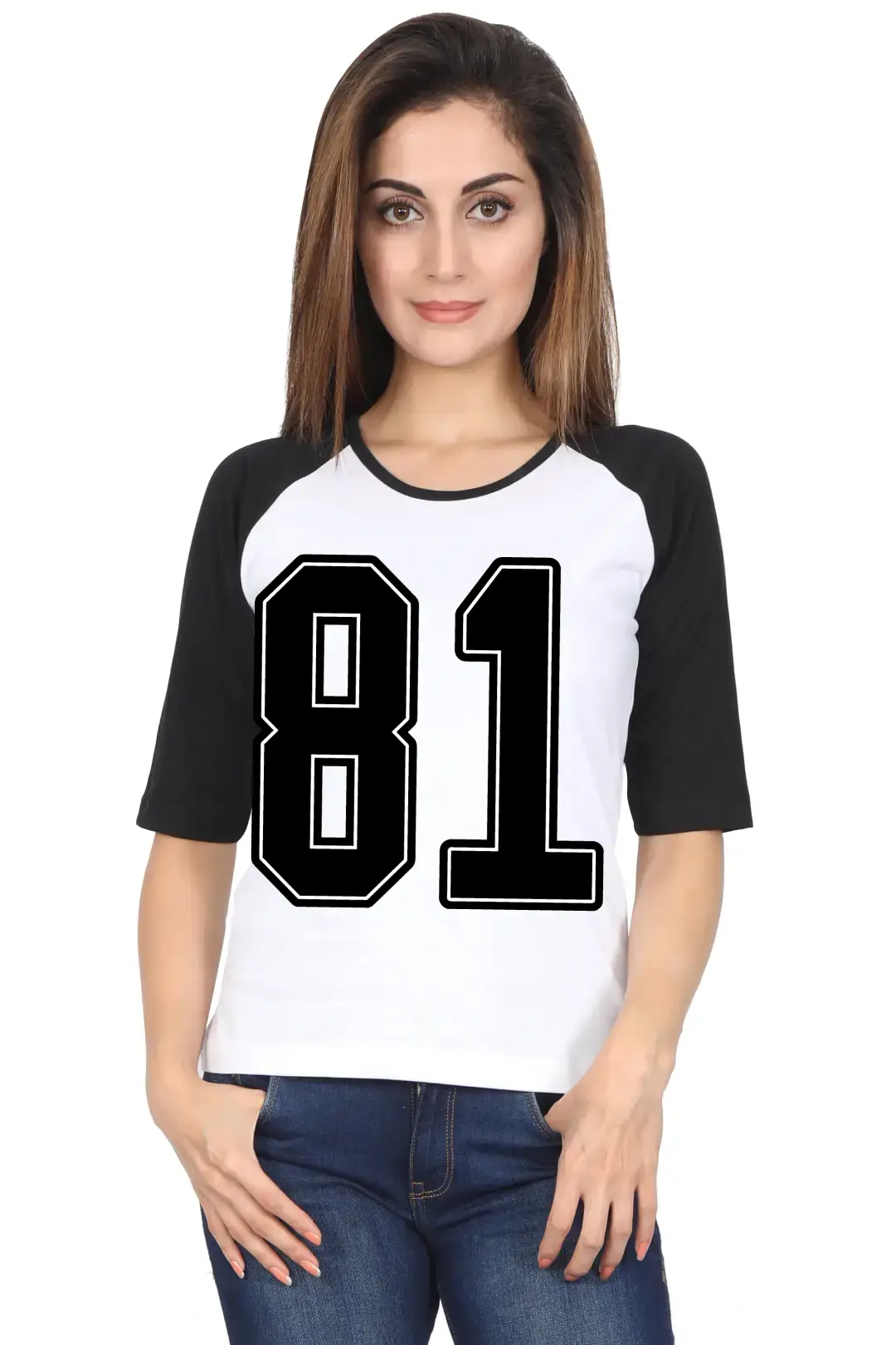 Eighty One Number Printed 3/4 Sleeve Women Color T-shirt - Image 5