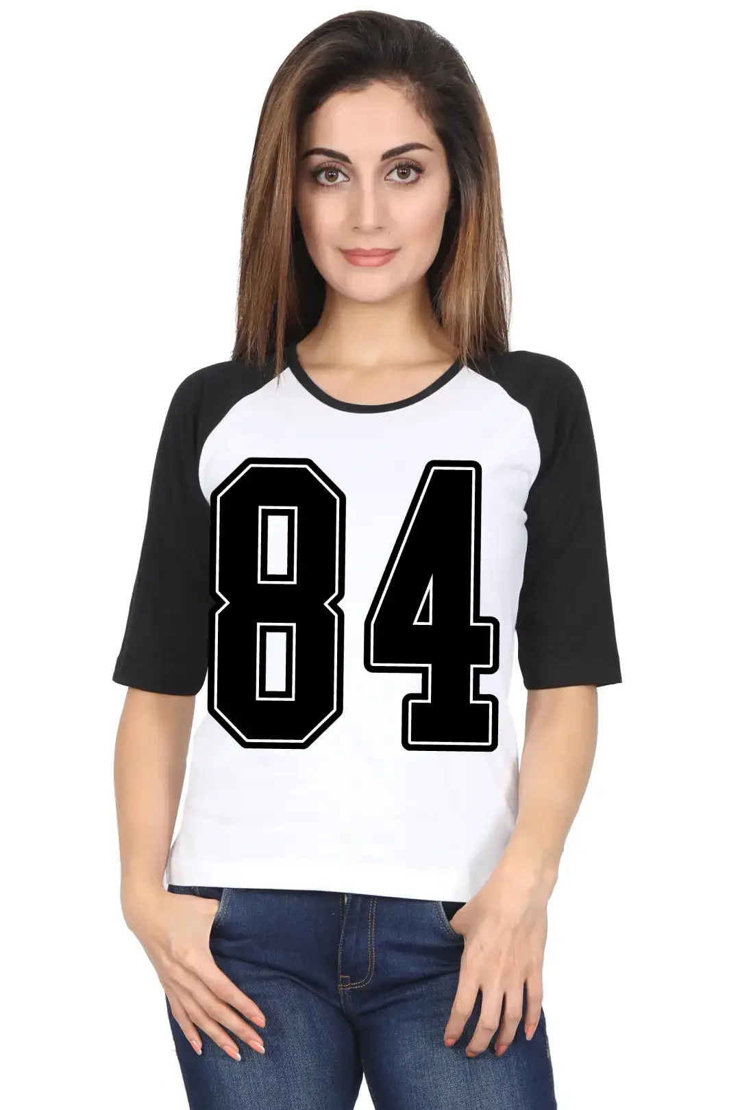 Eighty Four Number Printed 3/4 Sleeve Women T-shirt - Image 5