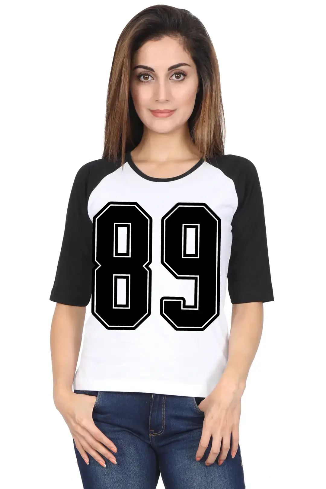 Eighty Nine Number Printed 3/4 Sleeve Women T-shirt - Image 5