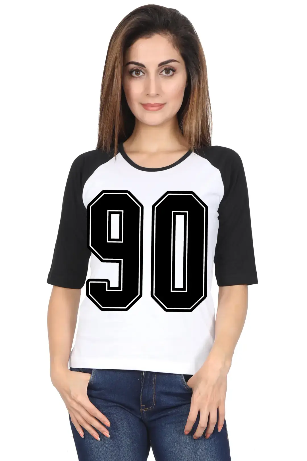 Ninety Number Printed 3/4 Sleeve Women Color T-shirt - Image 5