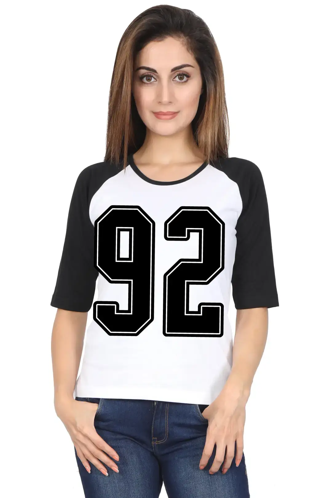 Ninety Two Number Printed 3/4 Sleeve Women Color T-shirt - Image 5