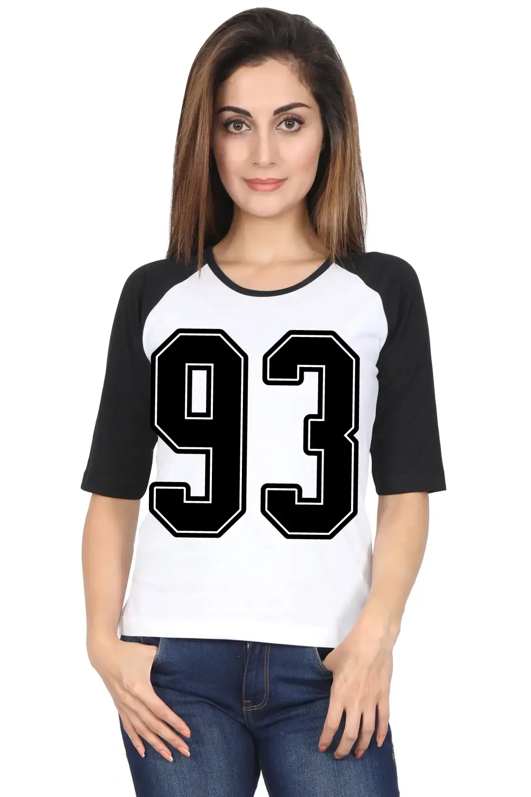 Ninety Three Number Printed 3/4 Sleeve Women T-shirt - Image 5