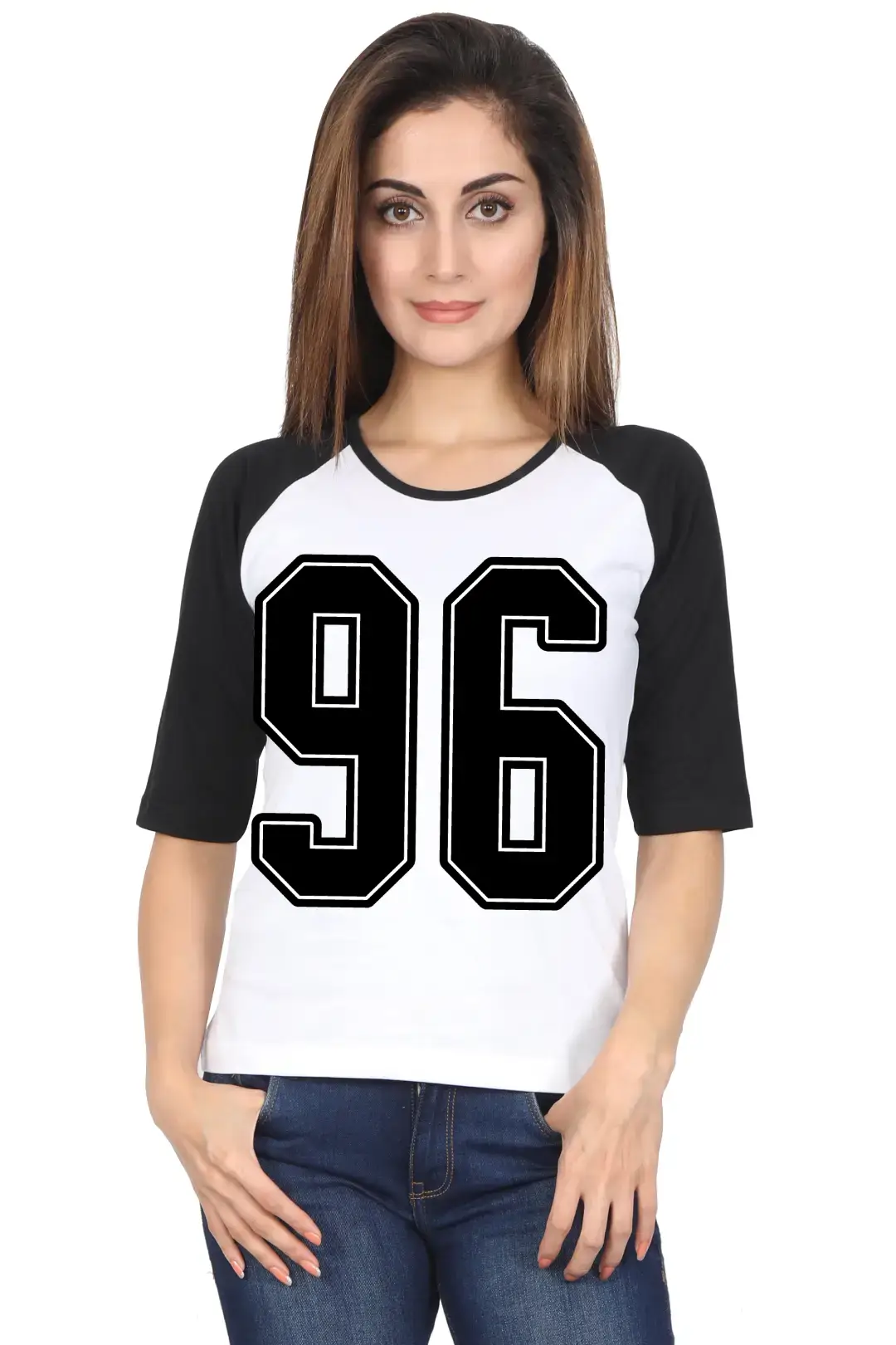 Ninety Six Number Printed 3/4 Sleeve Women T-shirt - Image 5
