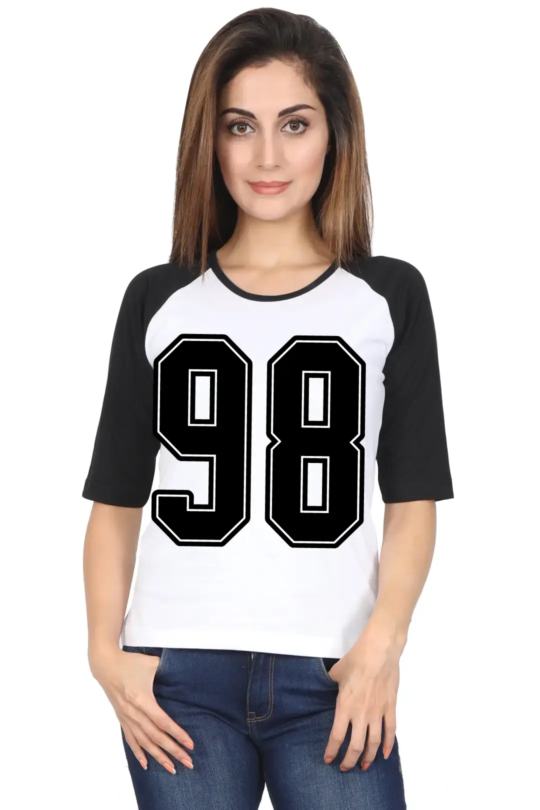 Ninety Eight Number Printed 3/4 Sleeve Women T-shirt - Image 5