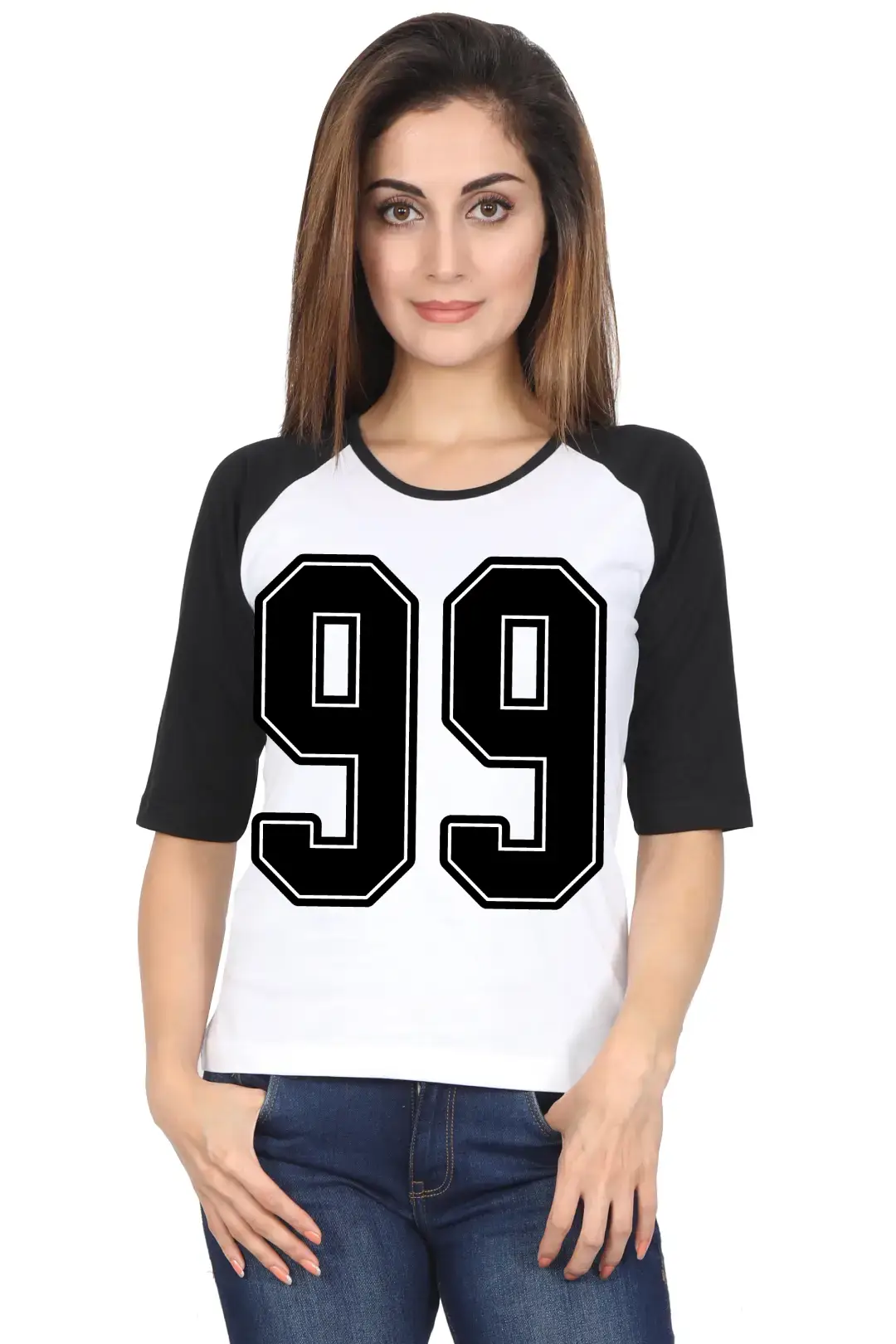 Ninety Nine Number Printed 3/4 Sleeve Women T-shirt - Image 5