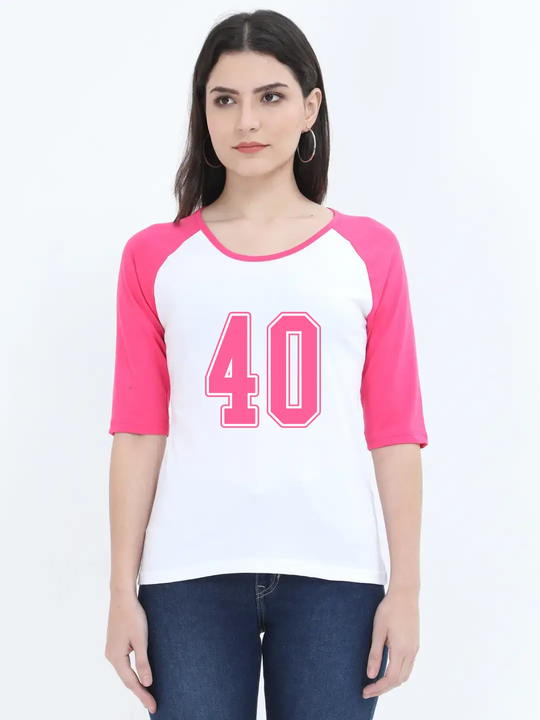 Forty Printed 3/4 Sleeve Women Color T-shirt