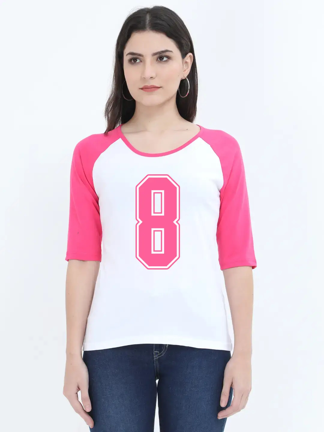 Eight Printed 3/4 Sleeve Women T-shirt