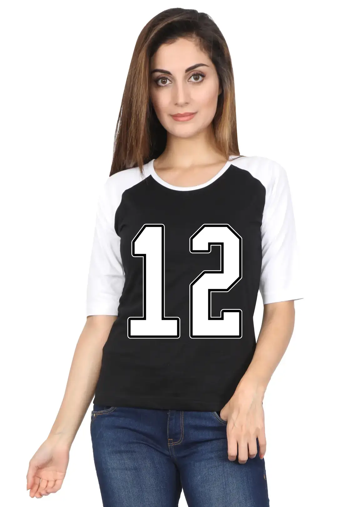 Twelve Printed 3/4 Sleeve Women Color T-shirt - Image 2