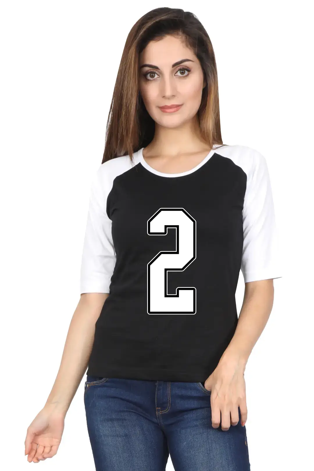 Two Printed 3/4 Sleeve Women T-shirt - Image 2