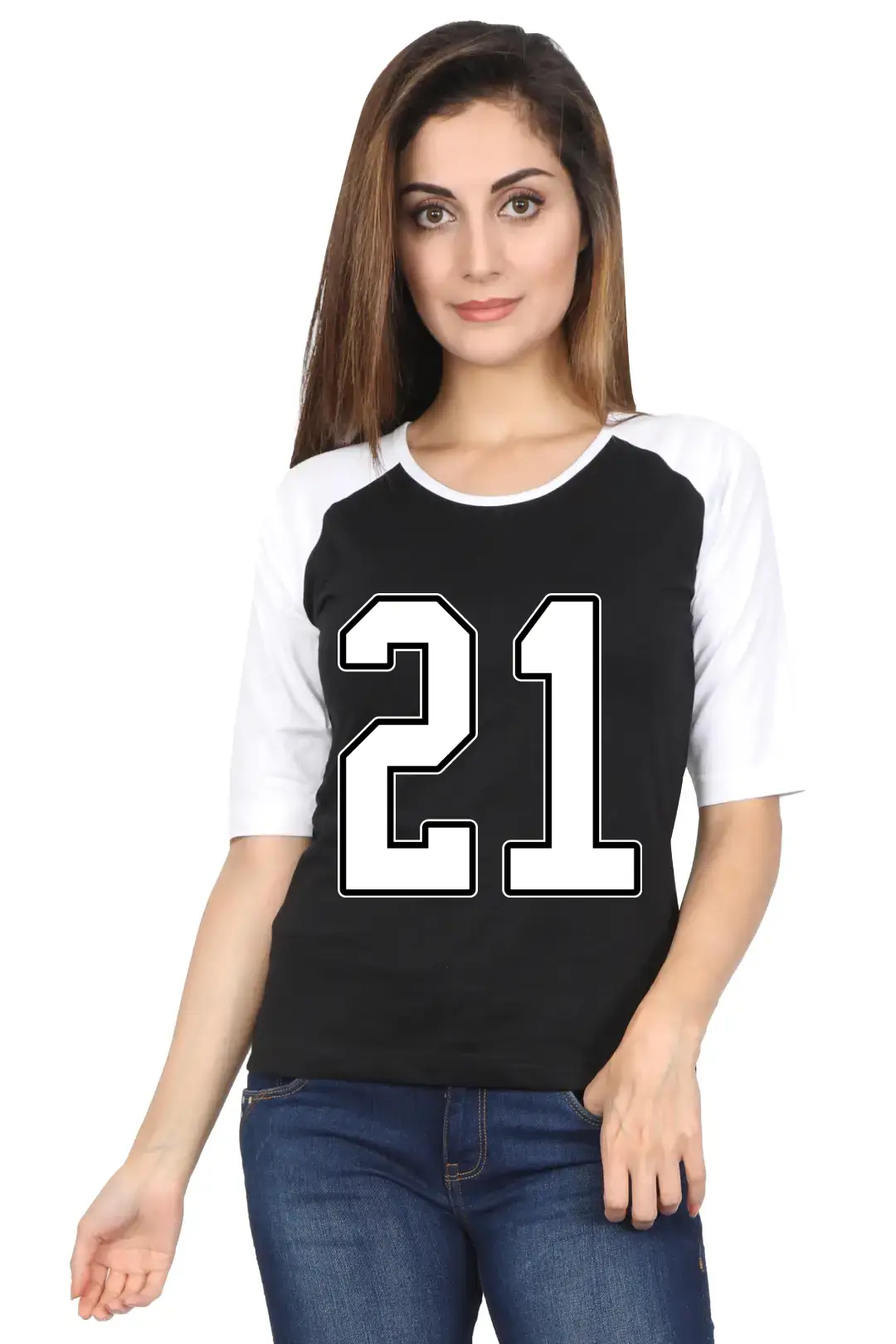 Twenty One Printed 3/4 Sleeve Women Color T-shirt - Image 2