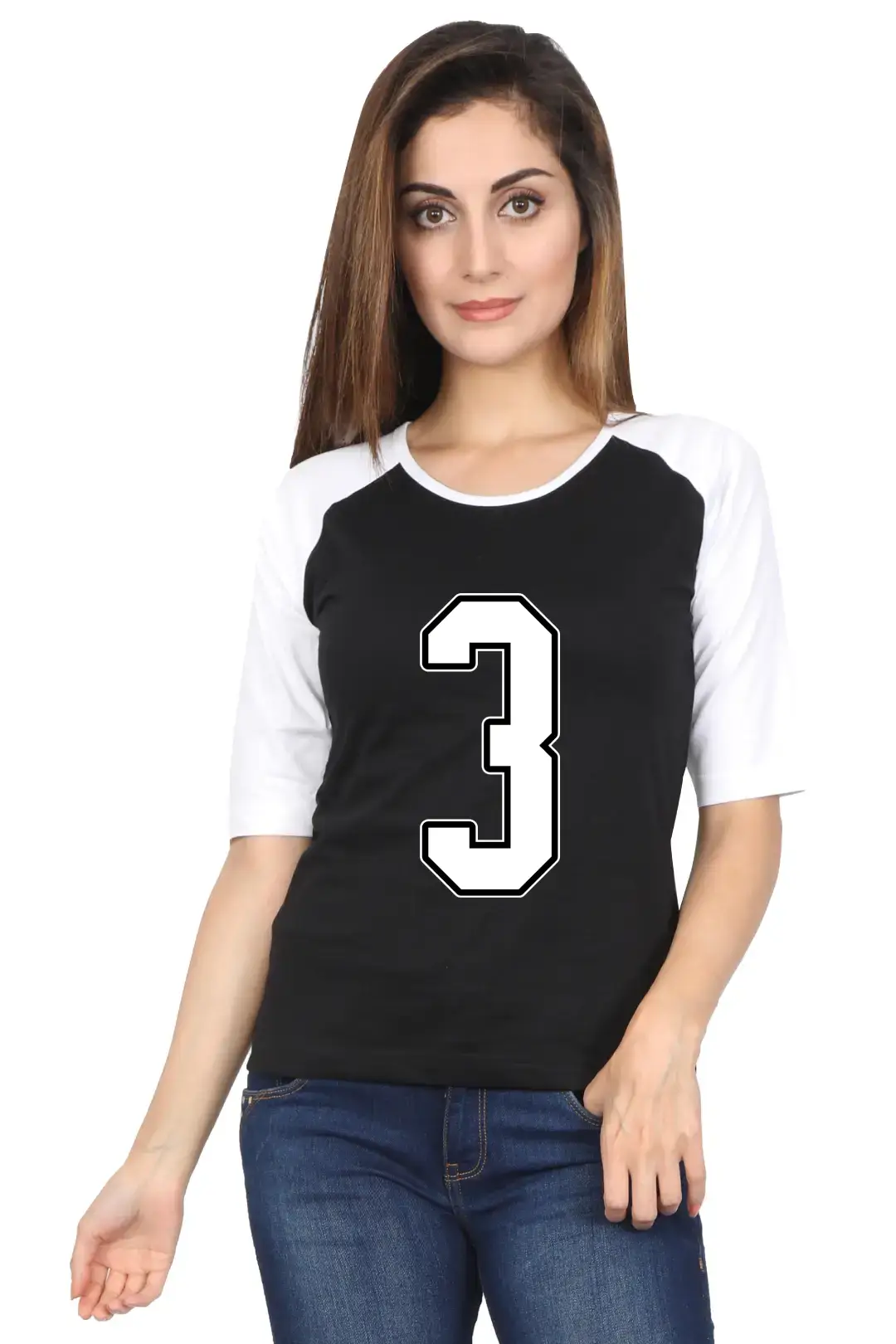 Three Printed 3/4 Sleeve Women T-shirt - Image 2