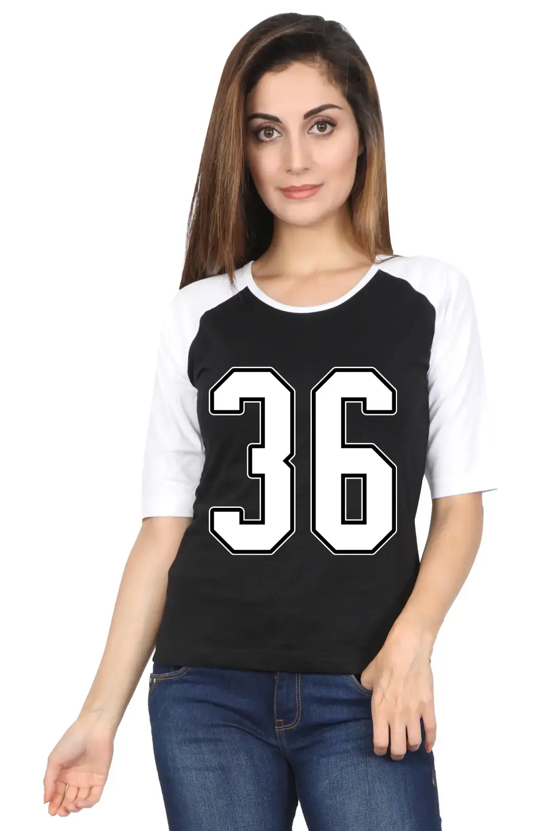 Thirty Six Printed 3/4 Sleeve Women T-shirt - Image 2