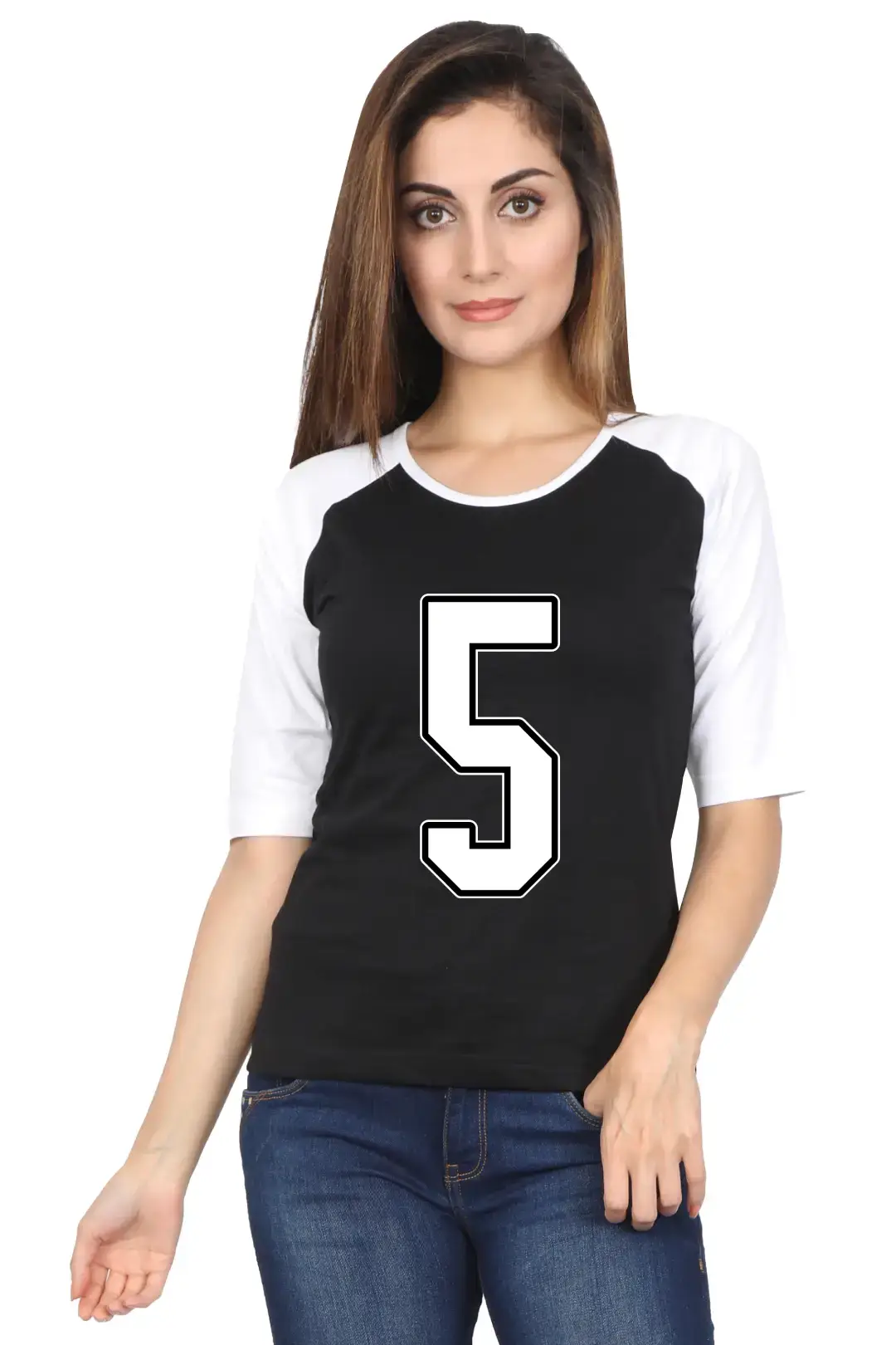 Five Printed 3/4 Sleeve Women T-shirt - Image 2