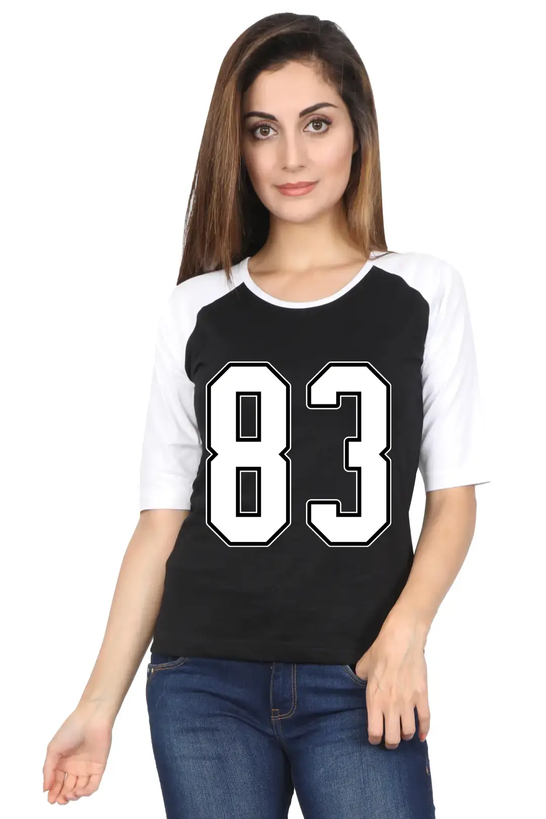 Eighty Three Number Printed 3/4 Sleeve Women T-shirt - Image 2