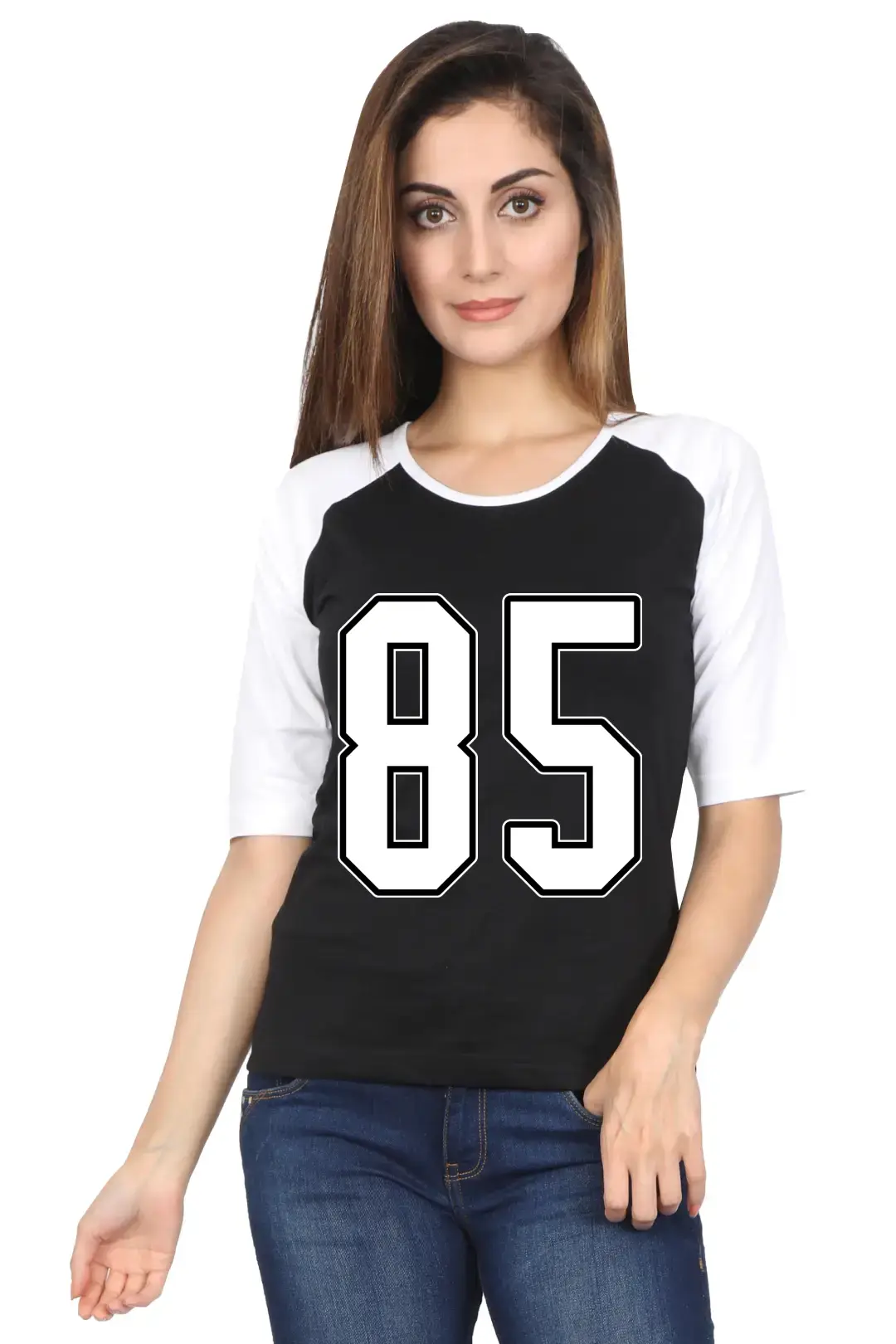 Eighty Five Number Printed 3/4 Sleeve Women T-shirt - Image 2