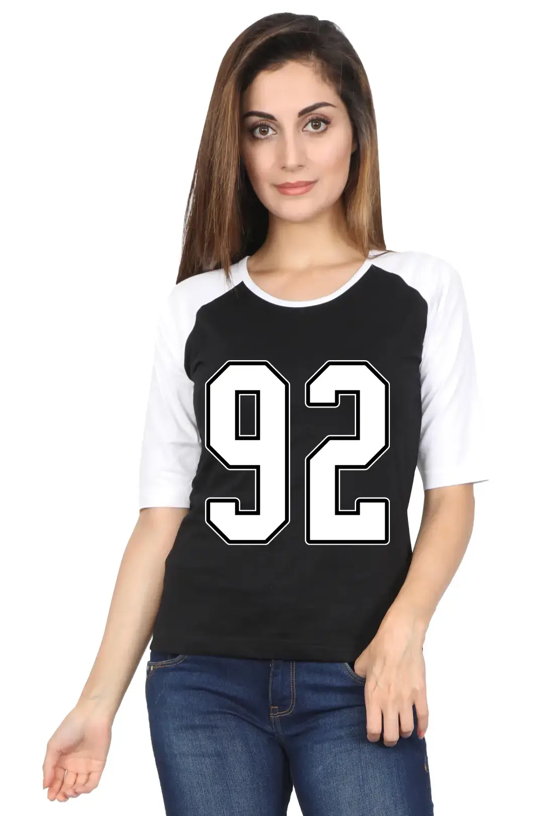 Ninety Two Number Printed 3/4 Sleeve Women Color T-shirt - Image 2