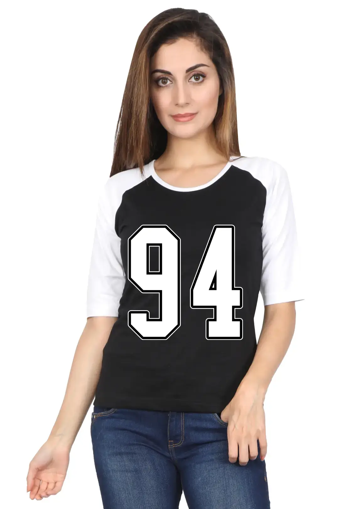 Ninety Four Number Printed 3/4 Sleeve Women T-shirt - Image 2
