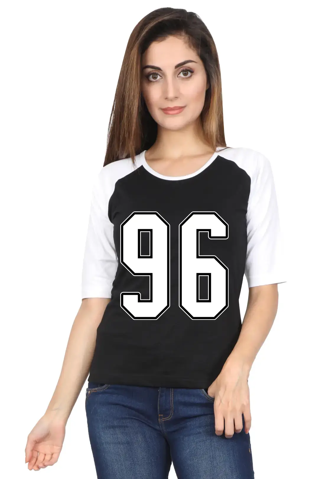 Ninety Six Number Printed 3/4 Sleeve Women T-shirt - Image 2
