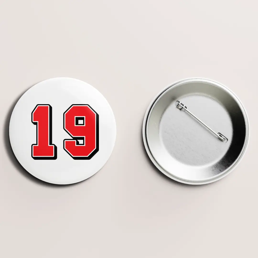 Nineteen Number Pin Button Badge - Image 2