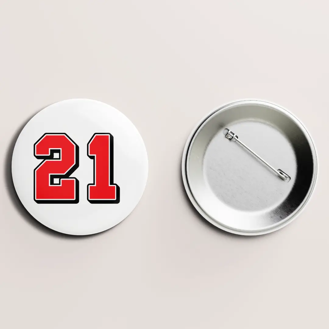 Twenty One Number Pin Button Badge - Image 2