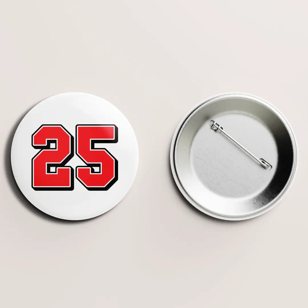 Twenty Five Number Pin Button Badge - Image 2
