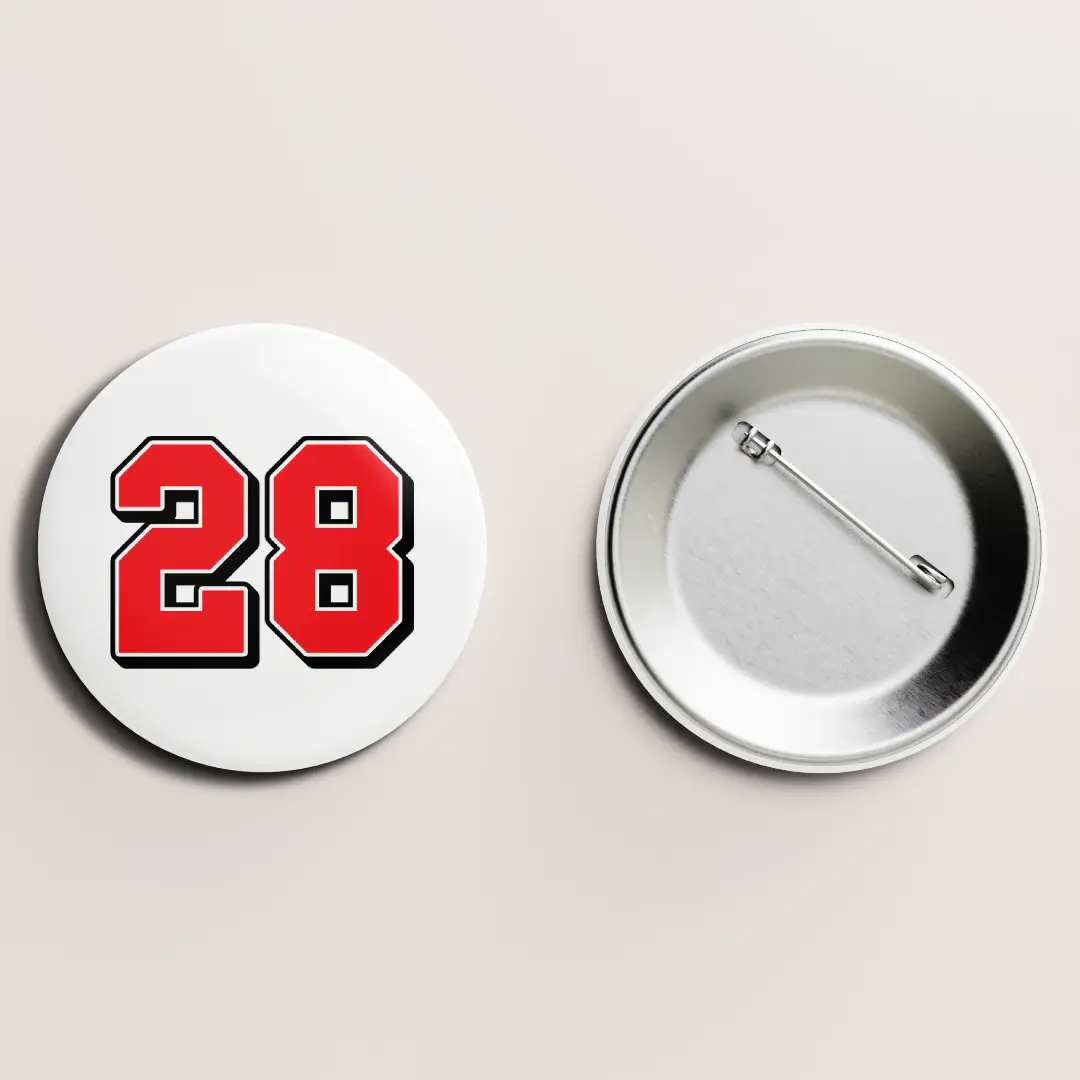 Twenty Eight Number Pin Button Badge - Image 2