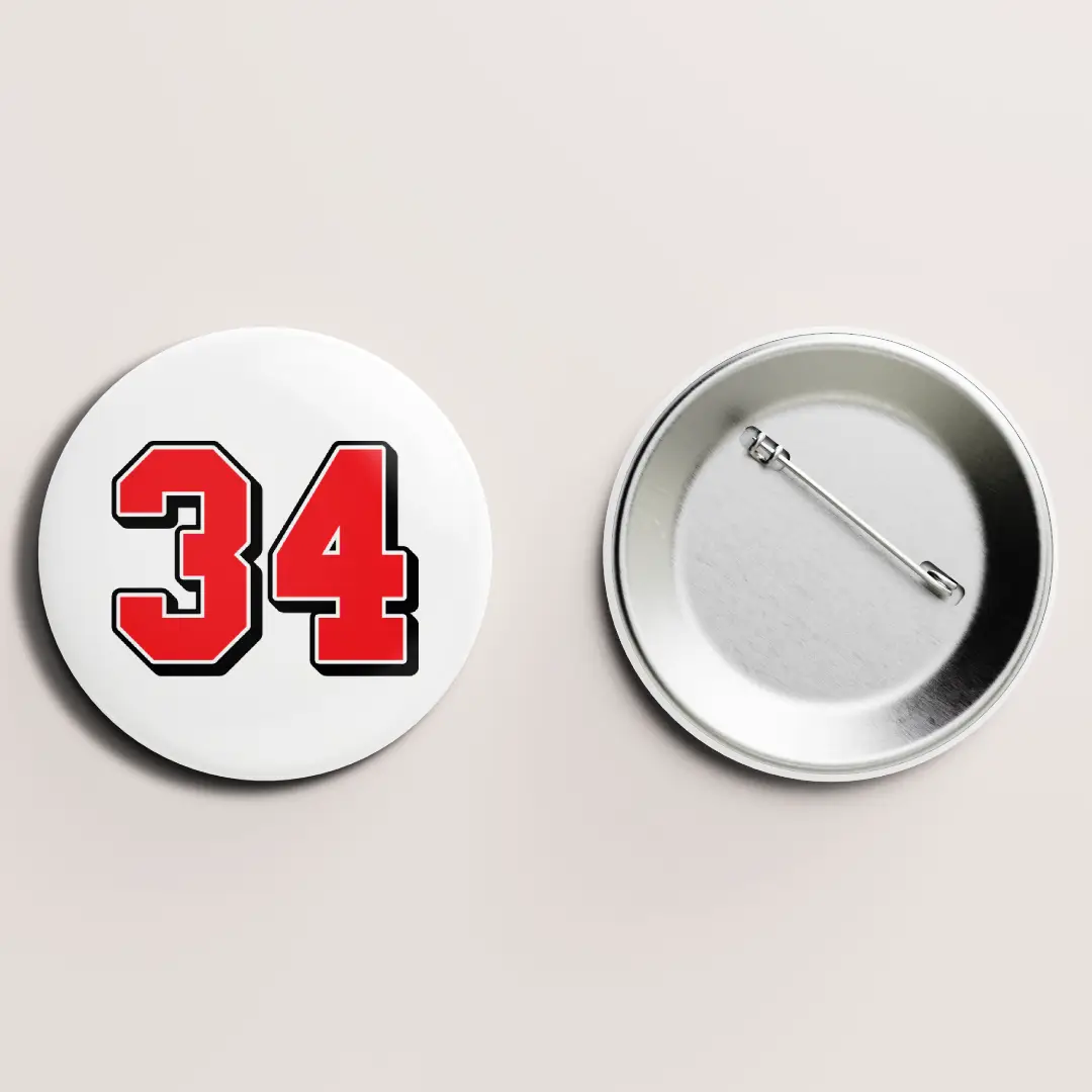 Thirty Four Number Pin Button Badge - Image 2