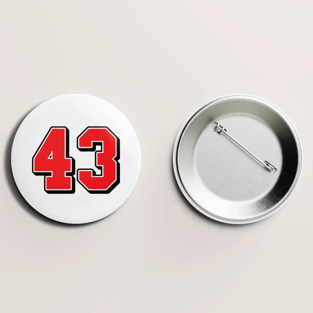 Forty Three Number Pin Button Badge - Image 2