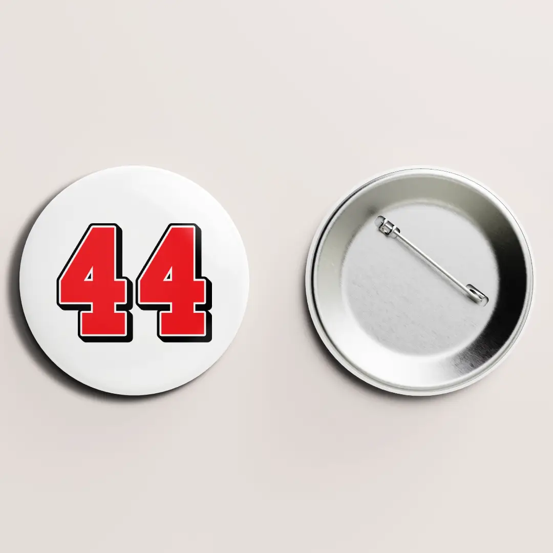 Forty Four Number Pin Button Badge - Image 2