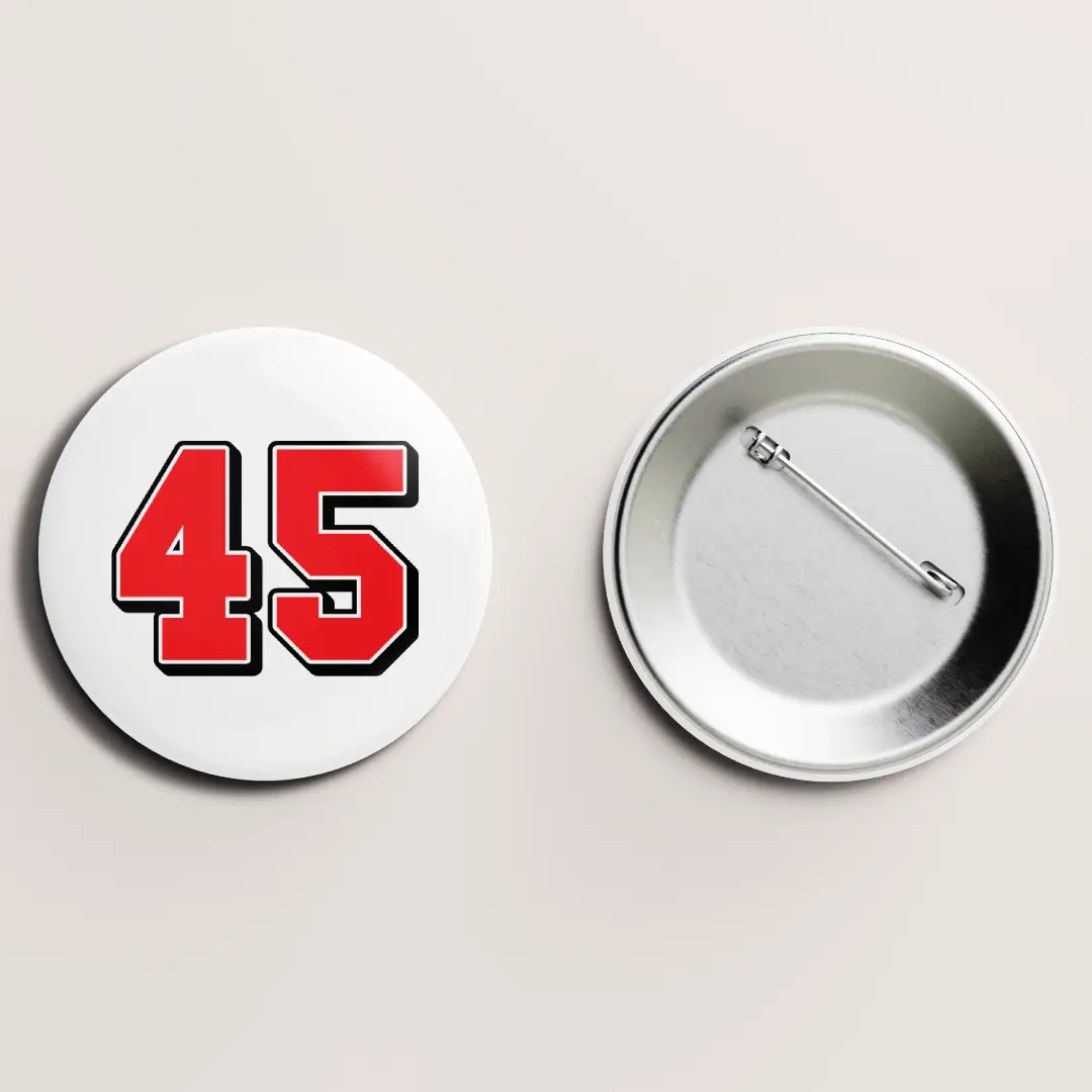 Forty Five Number Pin Button Badge - Image 2