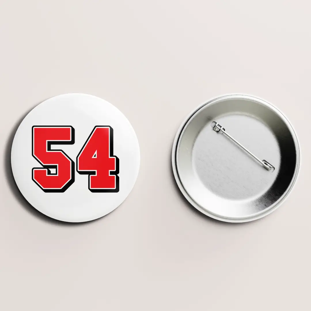 Fifty Four Number Pin Button Badge - Image 2