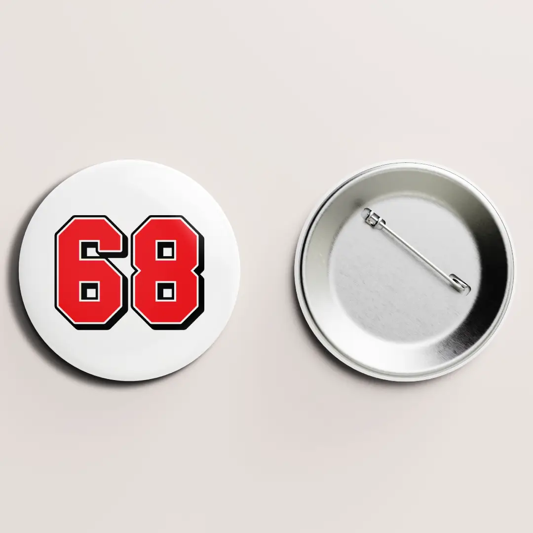 Sixty Eight Number Pin Button Badge - Image 2