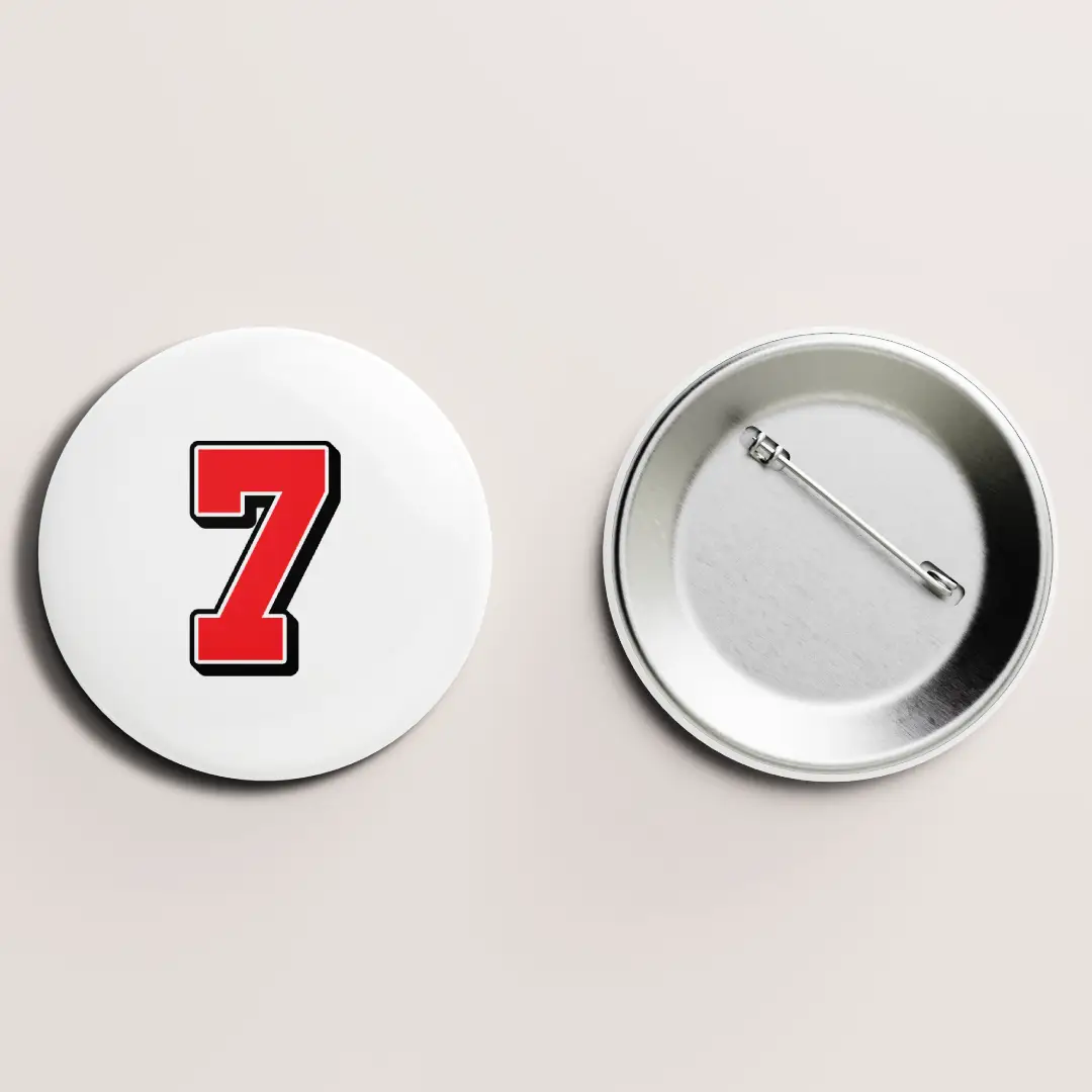Seven Number Pin Button Badge - Image 2