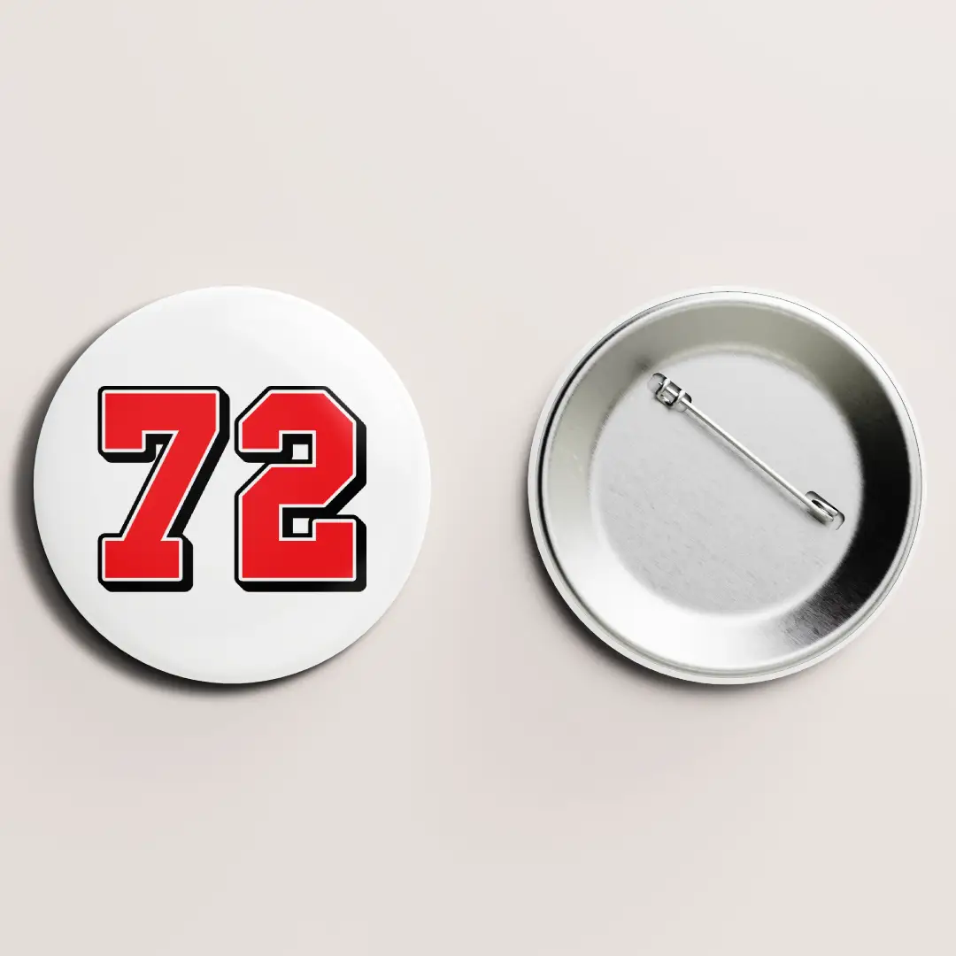 Seventy Two Number Pin Button Badge - Image 2