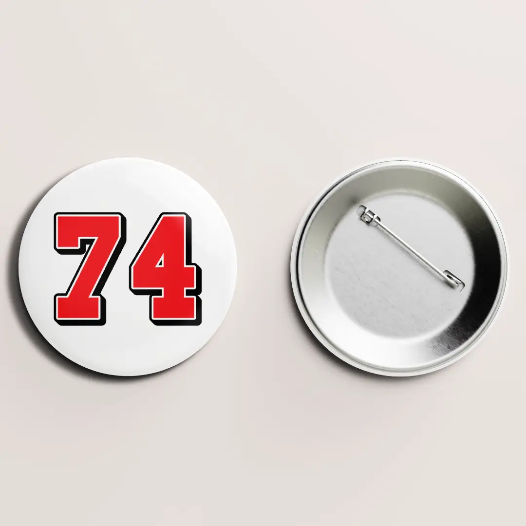 Seventy Four Number Pin Button Badge - Image 2