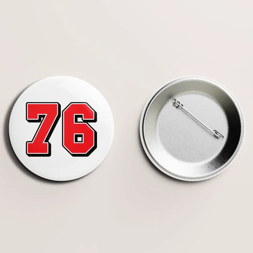 Seventy Six Number Pin Button Badge - Image 2