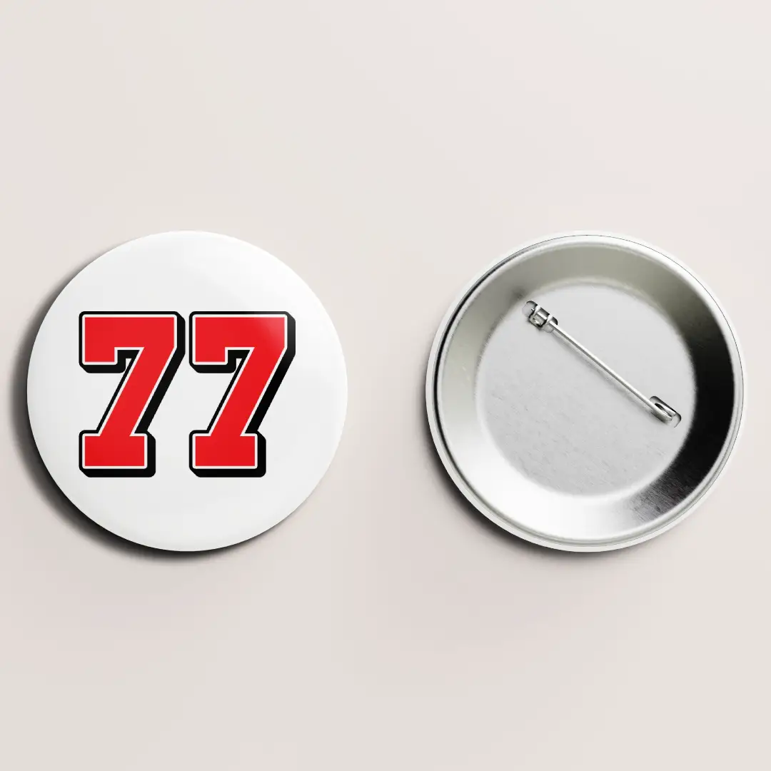 Seventy Seven Number Pin Button Badge - Image 2