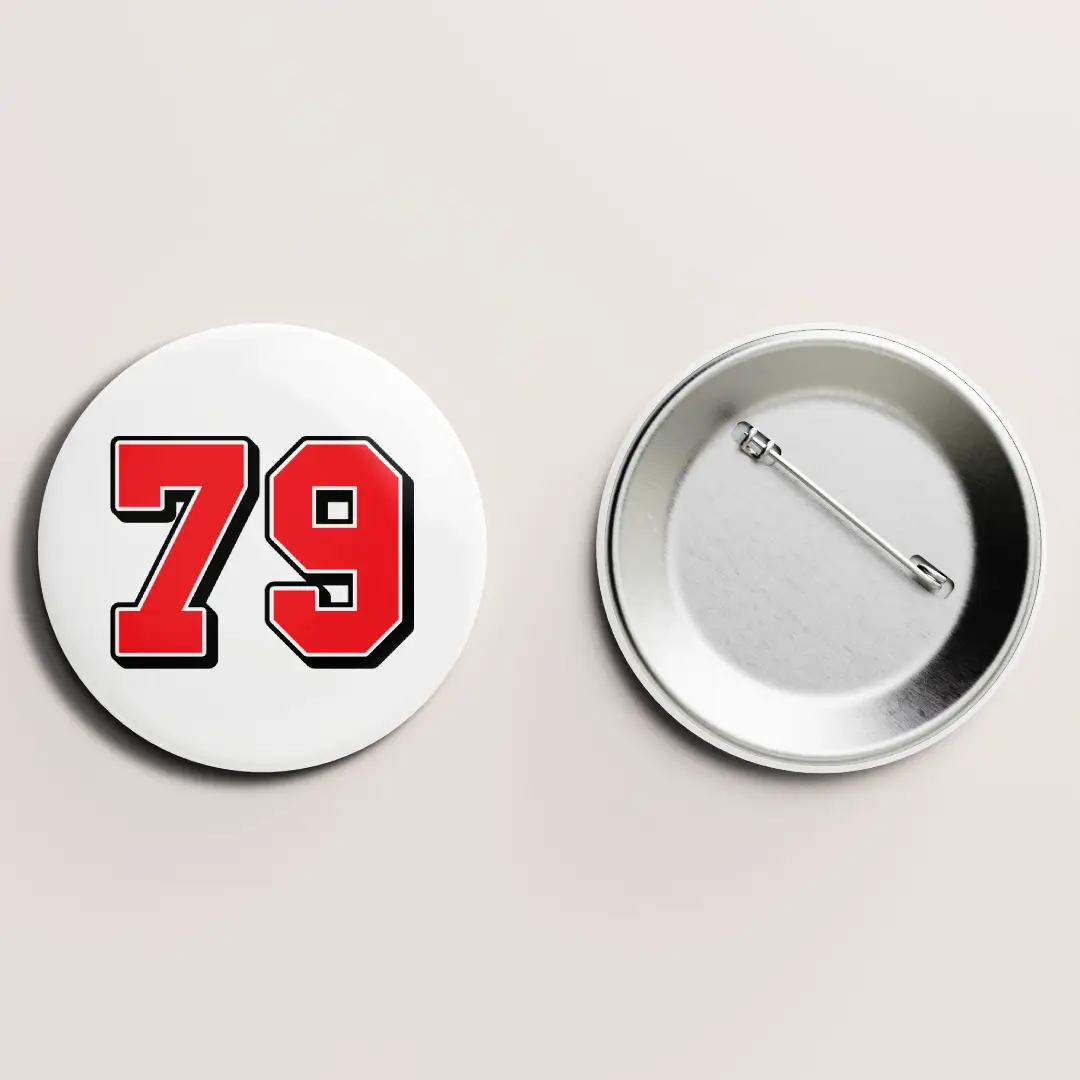 Seventy Nine Number Pin Button Badge - Image 2