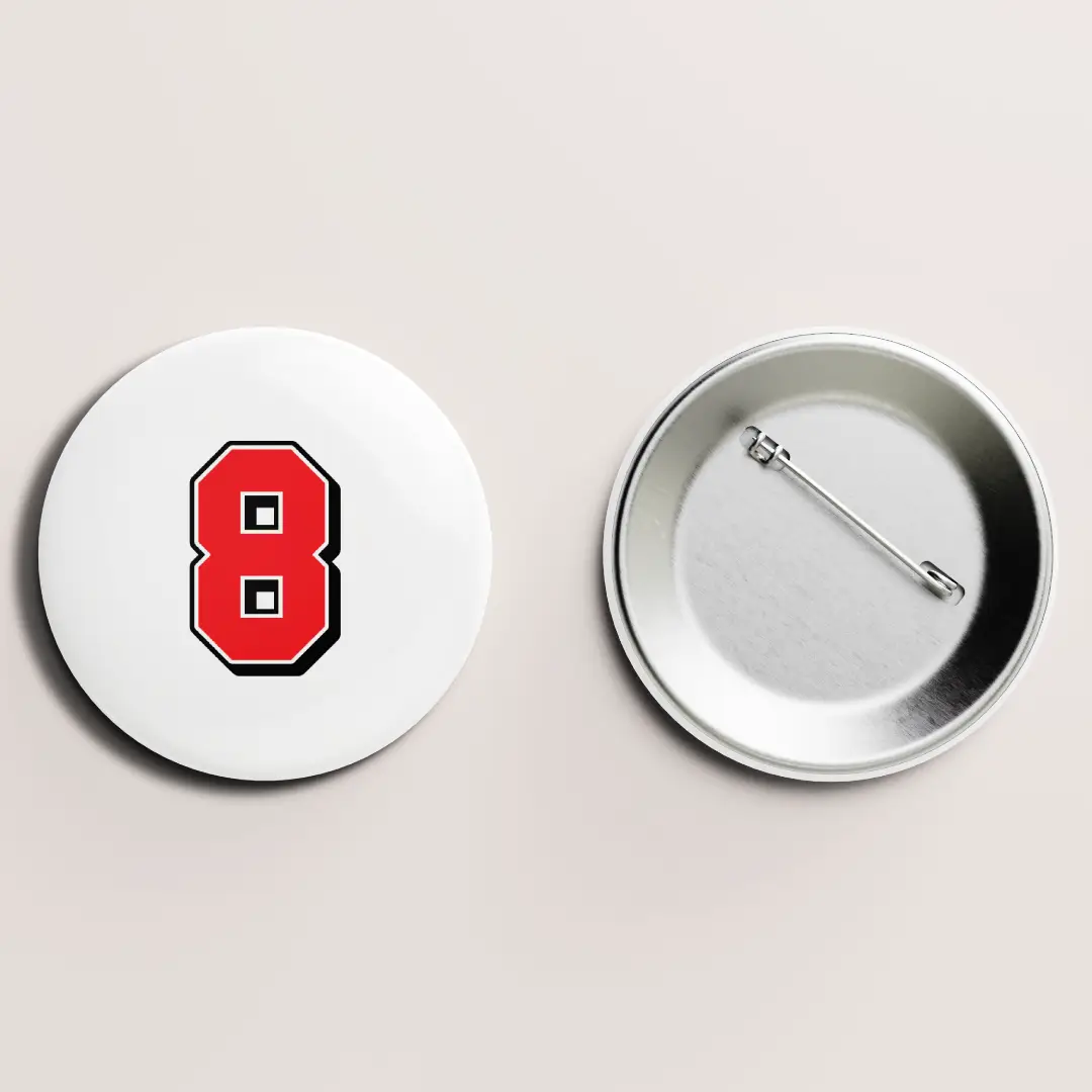 Eight Number Pin Button Badge - Image 2