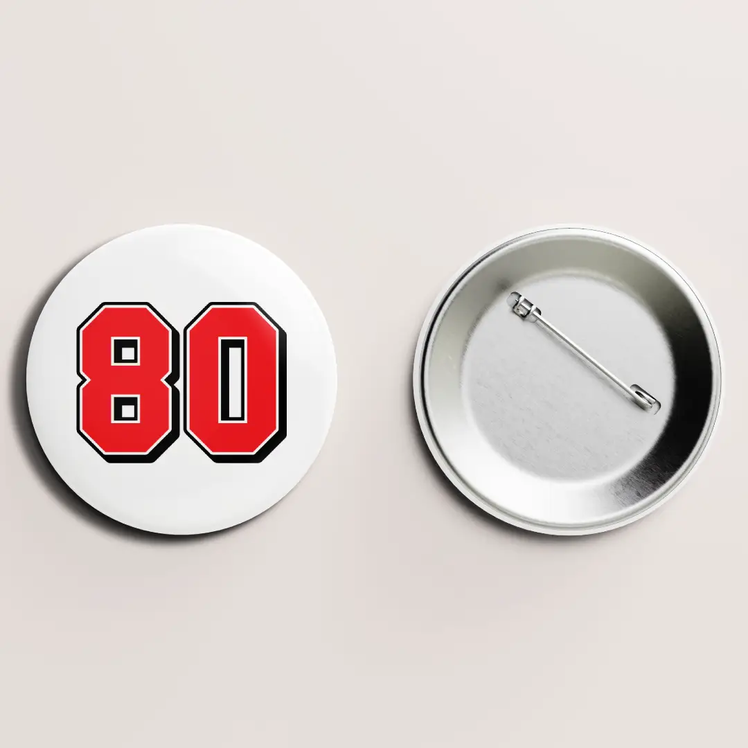 Eighty Number Pin Button Badge - Image 2