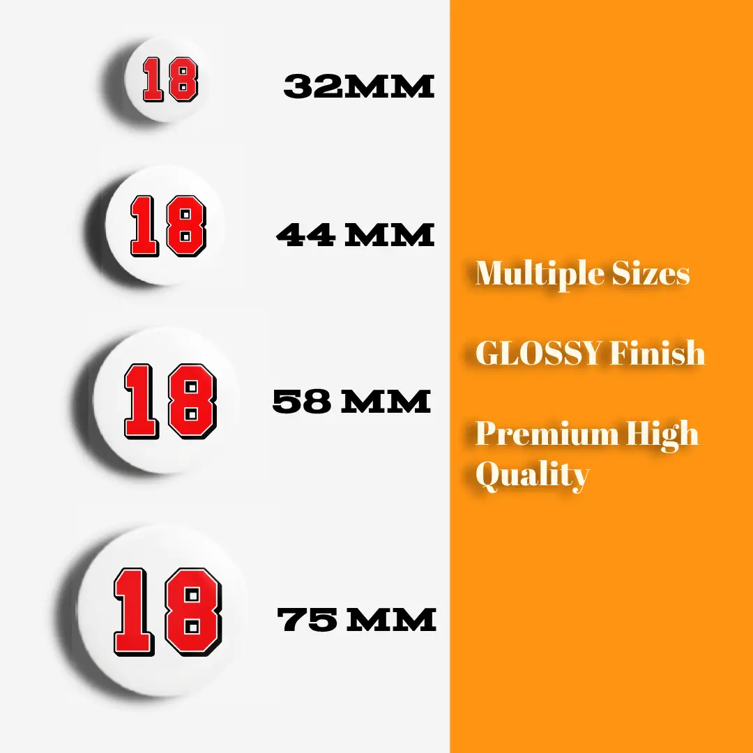 Eighteen Number Pin Button Badge - Image 3