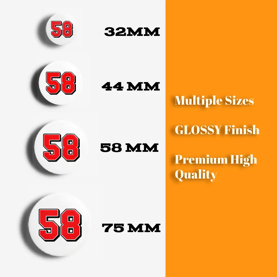 Fifty Eight Number Pin Button Badge - Image 3