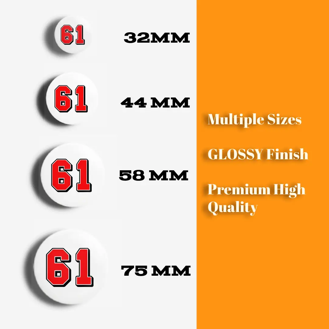 Sixty One Number Pin Button Badge - Image 3