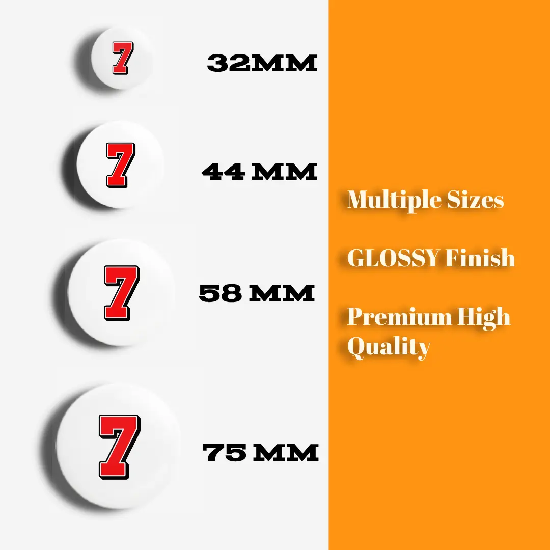 Seven Number Pin Button Badge - Image 3