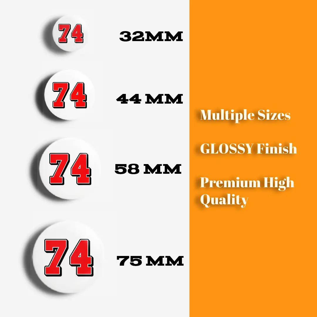 Seventy Four Number Pin Button Badge - Image 3